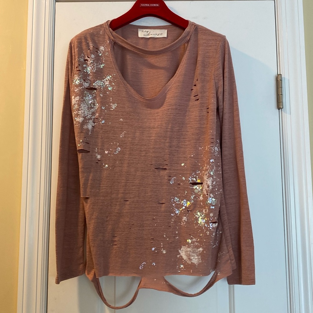 Vintage Havana Distressed Sparkling Top NeverUsed